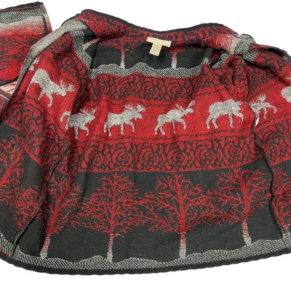 Studio Works Woven Jacket Button Front Elk Moose Fair Isle Cardigan Women's M - Picture 9 of 9